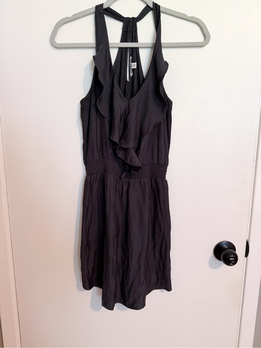 American Eagle Outfitters Black Ruffle Halter Mini Dress